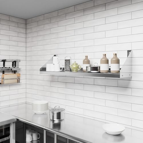 Image of AmGood Stainless Steel Wall Shelf with Side Guards (48 inch Long x 12 inch Deep)