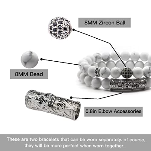 White Turquoise Bracelet,Handmade Beaded 8Mm Healing Crystal Beads,Adjustable Stretch Bracelet,Protection Bracelet,Natural Gemstone Crackle Beads,Men's And Women's Gifts #TOP1