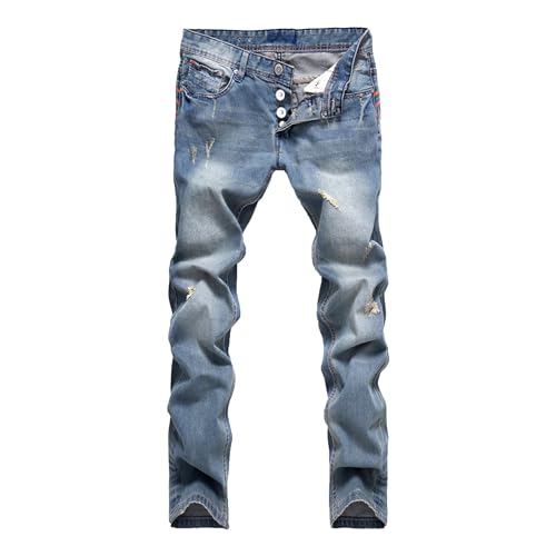 Jean skinny extensible déchiré homme avec poche pantalon coupe droite