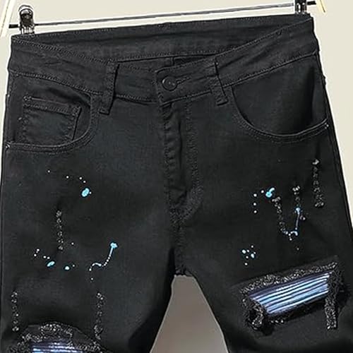 Mens Ripped Jeans Distressed Destroyed Slim Fit Straight Leg Casual Denim Pants2