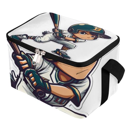 GzLeyigou Lunch Bags for Women Men 9 Cans,Baseball Player Hot & Cold Food Delivery Bag Insulated Grocery Bag Insulated Lunch Box Cooler Bag for Office Work Picnic Beach