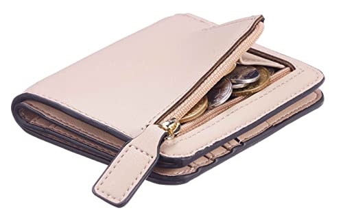 Image of Gostwo Small Wallet for Women, Slim Bifold Credit Card Holder, Compact RFID Blocking Cash Wallet, Billfolds Thin Leather Zipper Pocket, Mini Wallet Gift for Ladies Teen Girls Travel with ID Window