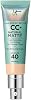 IT Cosmetics Full Coverage Foundation, Natural Matte, Made with Hyaluronic Acid, SPF 40 Protection, Your Skin But Better CC, Shade