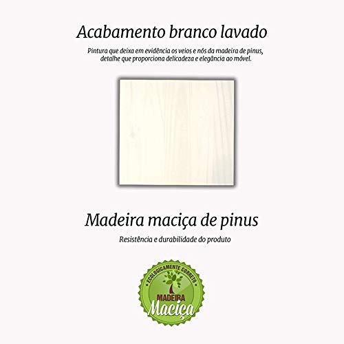Estante para Livro 5 Prateleiras Madeira Maciça Provence Inter Link Branco Lavado