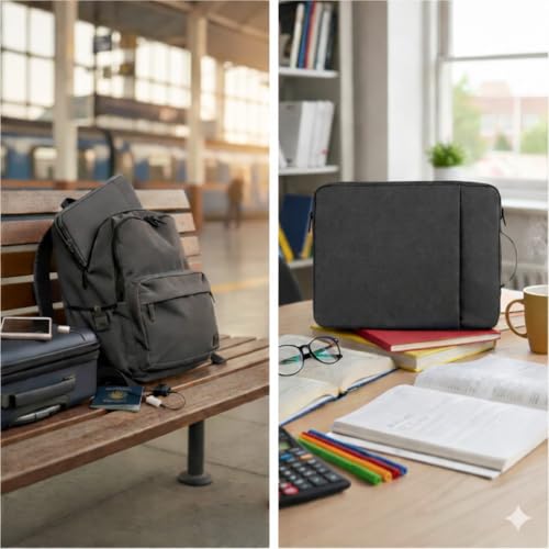 Image of RichAxis 13 inch Laptop Sleeve Cover Bag | Fits 12.5-13.3 inch Laptops & Tablet | Water-Resistant Fabric, Padded Interior | Ideal for Office, College & Travel (Dark Grey, 13.3 Inch)