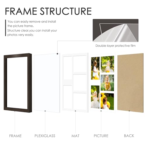 Image of DUENPY 13x16 Picture Frame 5x7 Collage Picture Frame Displays Five 5x7 inch Photos Collage Wall Decor Wall Hanging Walnut