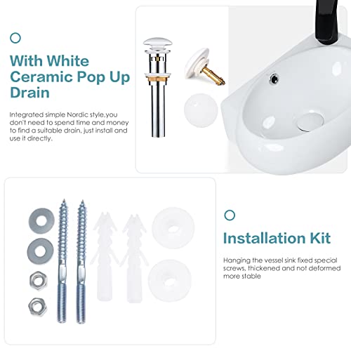 Davivy 17.1" X 12" Wall Mount Bathroom Sink With Pop Up Drain And Installation Kit,Bathroom Corner Sink,White Vessel Sink,Small Bathroom Sink,Bowl Sinks For Bathrooms #TOP2