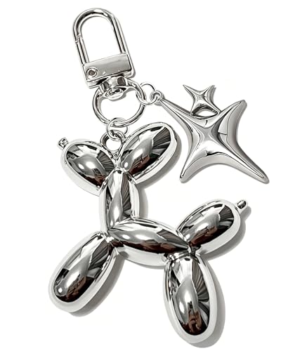 LAEKOU Cute Star Balloon Dog Keychain, Y2K Bag Charms Keychains Accessories for Women, Aesthetic Key Chain for Purse Backpack