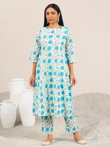 Image of Libas Printed Cotton Straight Kurta With Trouser | Ethnic Wear | daily wear
