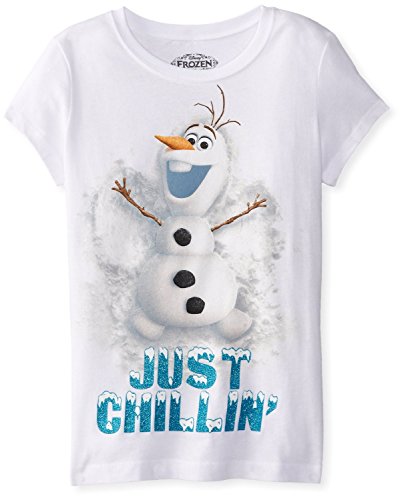 Disney Big Girls' Frozen Snow Angel T-Shirt, White, Small