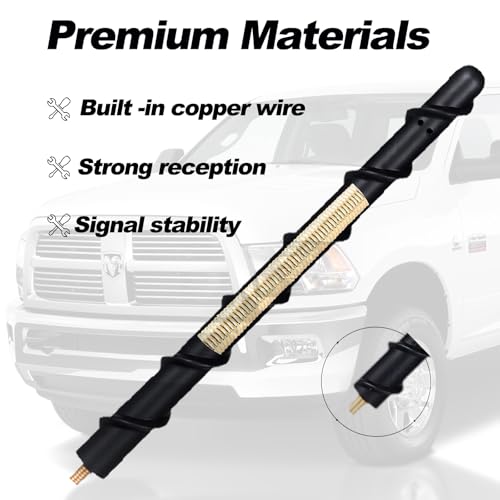 Image of Short Antenna for Dodge Ram 2009-2026 & F-150 Raptor Pickup Truck Stubby Replacement, 7-inch Ford Bronco Antenna, for Ford Bronco Full Size and Sport All Models Spiral Radio Antenna 2021+