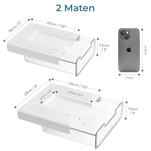 Winter Shore Onder Bureau Uitschuifbare Lade (2 Pak) - Schuivende Lade voor Bureau, Huis, Kantoor, Klaslokaal - Doorzichtige Uittrek Lades voor Pennen, Materialen, Schrijfwaren - Telefoon Slot Houder - Afbeelding 4