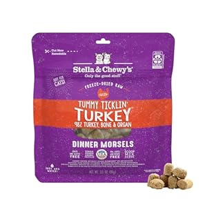 Stella & Chewy’s Freeze-Dried Raw Cat Dinner Morsels – Premium Turkey Recipe with 98% Farm-Raised Meat & Organs – Natural Grain-Free Cat & Kitten Food – Made in USA – 3.5 oz