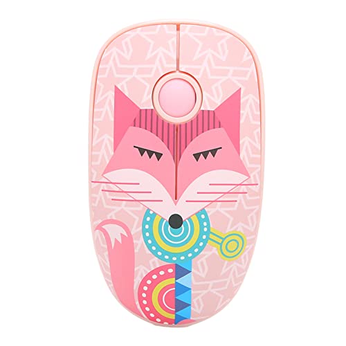 Lazmin112 Ratón Inalámbrico de 2,4 GHz, Patrón de Zorro Rosa de Dibujos Animados Lindo para Computadora Portátil Ratón Inalámbrico Silencioso para Juegos Tres Modos de Suspensión Inteligentes Ratones Cover