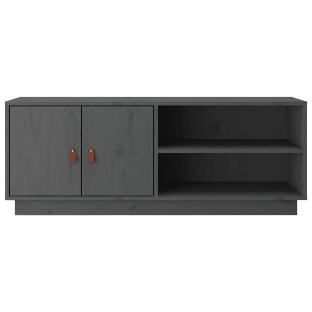 Mobile Porta TV Grigio 105x34x40 cm in Legno Massello di Pino, Supporto per Soggiorno, Parete Angolare Basso, Credenza e Ripiano per Decoder, Console, Videogiochi e Accessori