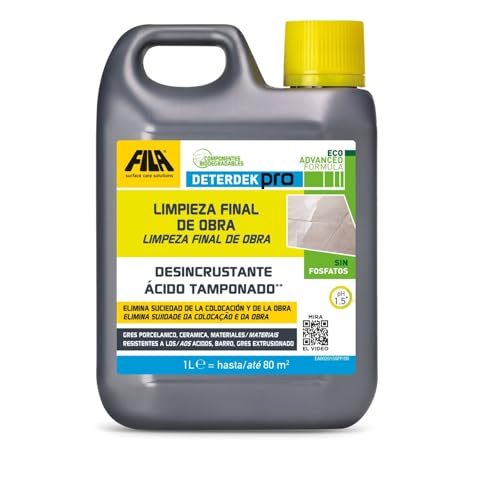 FILA Surface Care Solutions, DETERDEK PRO ECO ADVANCED, Disincrustante Acido para Pavimentos, 1L, El embalaje puede variar