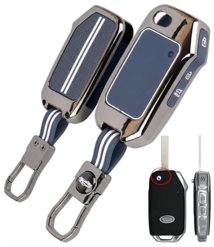 Image of Coll of Fest Premium Metal Blue Silicon Key Cover Compatible with Kia Sonet 2024 | Sonet 2025 | Seltos 2024 | Seltos 2025 | Seltos 2023 | Carens | HTE 3 Button Flip Key Glow in the Dark