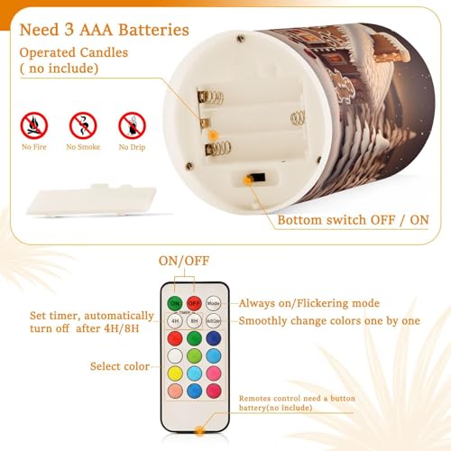 Image of ALAZA Christmas Gingerbread House Flickering Flameless Candles Battery Operated with Remote Timer,Tea Light Candles LED Pillar Votive Candles Set of 2 for Outdoor Indoor Decorations