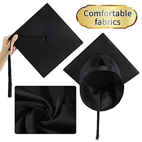 KEELYY Bachelor Hut Unisex Doktorhut Graduation Cap Verstellbar Bachelor Abschluss Hut für Abschlussfeiern vom Studium, Universität, Hochschule, Abitur - Absolventenhut in Schwarz