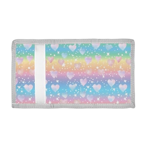 ALAZA Kids Wallets for Boys Girls Toddler Trifold Wallet Children Small Pastel Rainbow Heart with Zipper Coin Pocket2