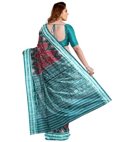 Image of Nuapatna Cotton Saree of Odisha Ikkat Orissa Traditional Handloom Sari | Bomkai | Pata | Nuapatana | sambalpuri saree | khandua patta sare | without Blouse S9