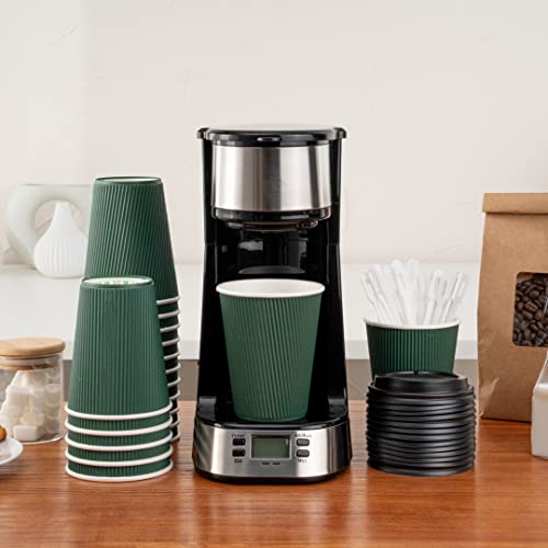 Restaurantware Ripple Wall Coffee Cups 25 Count 12 Ounce Insulated Forest Green Paper Cups, Rolled Rim Spill-Resistant Disposable Paper Non-Slip for Coffee, Beverages by Restaurantware - Image 7