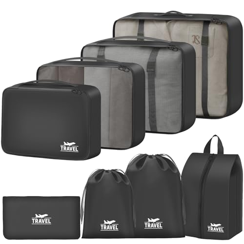 8 Set Packing Cubes for Travel Suitcase Organizer Bags Luggage