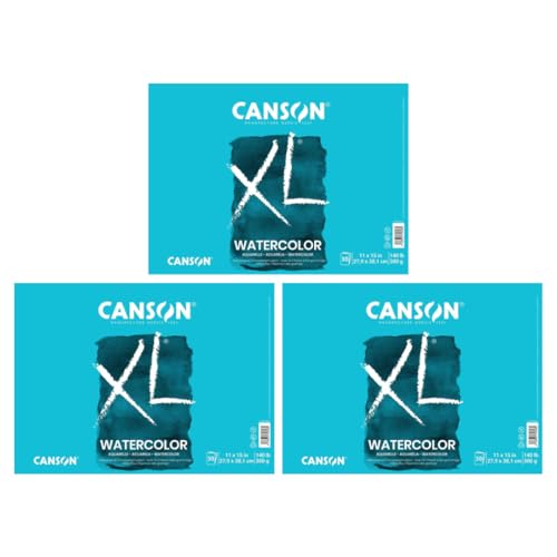 Canson XL Series Watercolor Paper Pad, 11" x 15", 30 Sheets/Pad, 3 Pads