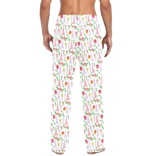 Christmas Striped Gnomes Men's Pajamas Pants Cotton Sleep Bottoms Pants Lounge Sleepwear - S3