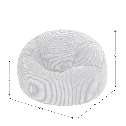 icon Kingston Large Bean Bag, Jumbo Cord Bean Bag, Stone Beige, Bean Bag Chair for Adults with Filling Included, Comfortable Lounging Chair for All Ages