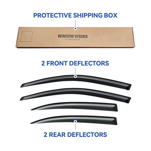 Image of Window Visors Rain Guards for 2013 2014 2015 13 14 15 Chevy Malibu, Out-Channel Window Vent Wind Deflectors Visors Shades for 2016 Malibu Limited