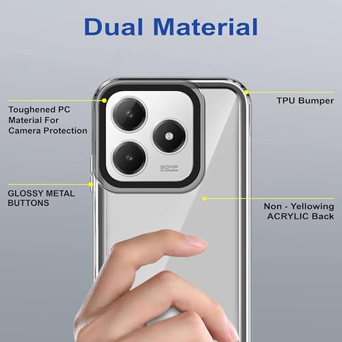 Image of Zapcase Back Case Cover for Realme Narzo N63 | Compatible for Realme Narzo N63 Back Cover | Case Cover with Camera Protection | (TPU + PC | Translucent Black)