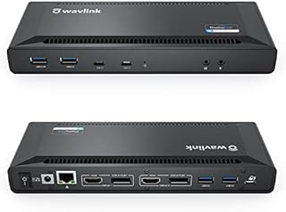 WAVLINK USB 3.0 / USB C Dual 4K Display Docking Station with DisplayPort and HDMI for Windows or macOS Support 65W Power Charge to Host Computer