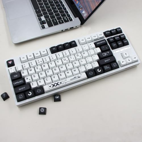 JSJTKeys Lot de 129 touches noires et blanches en PBT pour claviers mécaniques Cherry MX – vue 3