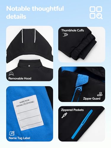 Image of PAMLULU Boys Winter Coats Waterproof Breathable Snowboarding Ski Jackets Fleece Lined Hooded Rain Coat for Kids