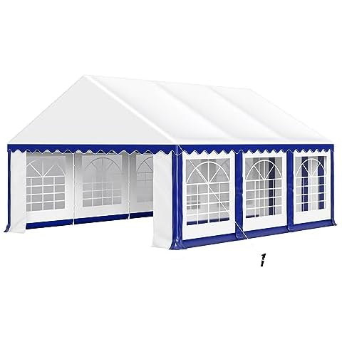 PHI VILLA 20'x16' Outdoor Heavy Duty Party Tent Large Commercial Canopy Wedding Event Shelter with Removable Sidewalls & 3 Storage Bags for Patio Outdoor Garden Events, Blue Cover