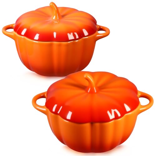 Hushee 2 Pcs Pumpkin Bowl Set with Lid & Handle