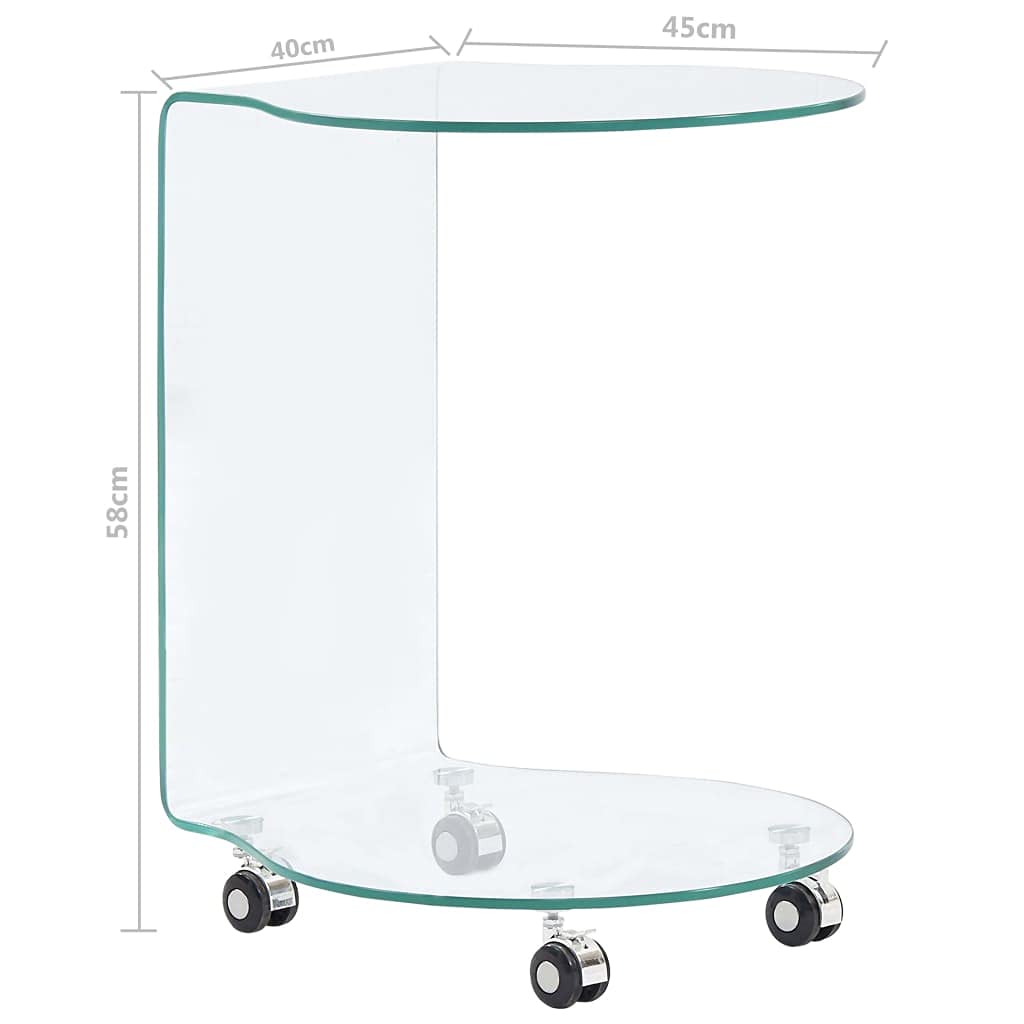 Mesa de café de 45 x 40 x 58 cm de cristal templado, mesa auxiliar, mesas de salón, mesas de salón, para un ambiente acogedor