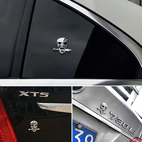 Image of 2pcs Metal Sticker for Car, 3D Decal,Skull Zinc Alloy Emblem, for Automobile, Motocycle (Skull Silver)