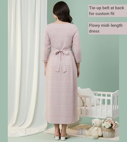Image of DUMMY SHAPE Feeding Kurtis for Women Cotton Blend | Printed Pregnancy Flare Kurta with Dual Nursing Zippers to Pre & Post Partum | Maternity Dresses | Gifts for Pregnant Woman