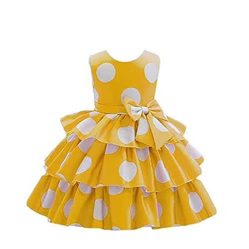 Niren Enterprise Baby Girlâs Tutu Style A-Line New Multi colored Polka Dot Frock Dress for Kids Girls (YELLOW, 4-5 Years)