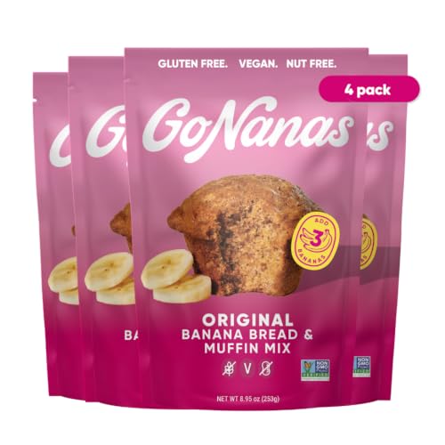 GoNanas Original Banana Bread &amp; Muffin Mix, Gluten Free, Vegan, 4 Pack