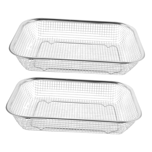 CIYODO 2個 ステンレス製キッチンドレインバスケット 長方形メッシュバスケット 野菜果物用シンク上水切りかご 多用途で耐久性ある調理用