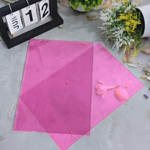 Image of Pink Acrylic Sheets 8 * 12 inch 1 /8 inch Thick (2.8~3mm) Red Transparent Cast Acrylic Plexiglass Board for Sign, DIY Project, Laser Cutting, Wedding, Craft, Picture Frame, Engraving(2 Pieces)