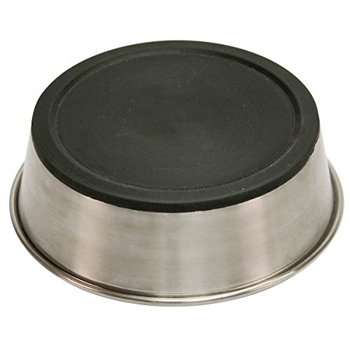 Kerbl Pet Edelstahlnapf, Futternapf, Fressnapf, rund, Silber/schwarz, Ø13,5x4,5cm, 425ml, Edelstahl, rutschfest