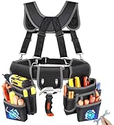 Tool Belt With Suspenders, Heavy Duty Magnetic Tool Bag Belts for Men with 18 Pockets, Tool Pouch...