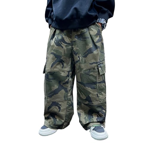 Baggy Jeans Kids Camo Loose Fit Camouflage Wide Leg Jeans Joggers Streetwear Baggy Pants Boys Grunge Cargo with Pockets
