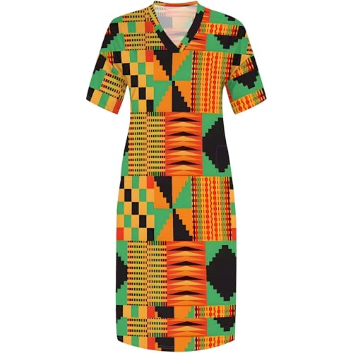 Image of Plus Size Maxi Tshirt Dresses for Curvy Women African Print American Dress Summer Outfits Casual Loose Sundresses with Pocket