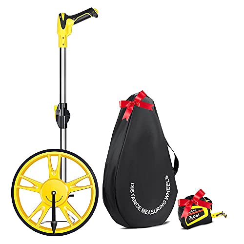 UD AIRAJ 12 Inch Folding Distance Measuring Wheel,Portable Three Fold Measures Up To 99,999.9 m,Gear Drive Distance Measurement Wheel Tool,Counter Rolling Measuring Device 12in Foldable
