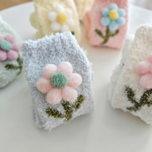 Image of 5 Pairs Fuzzy Socks for Women, Winter Thickening Coral Velvet Cozy Slipper Socks, Warm Home Sleeping Socks, Mid-calf Floor Socks, Cute Funny Socks for Female